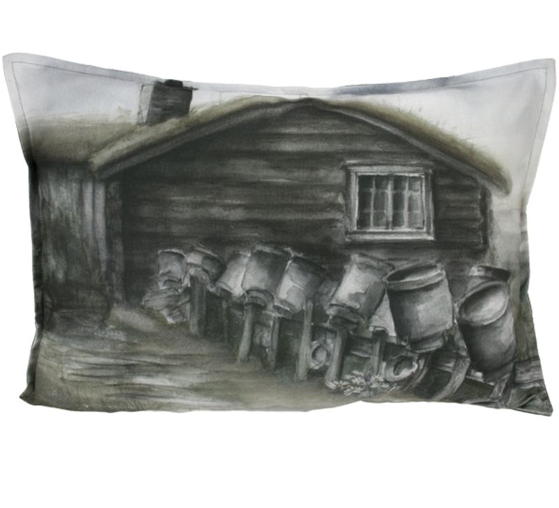 Pute med fototrykk - Naust og båt